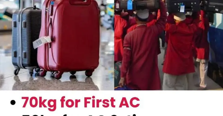 Indian Railways Sets New Baggage Limits: 70kg for AC First Class, Strict Rules Enforced at Major Stations