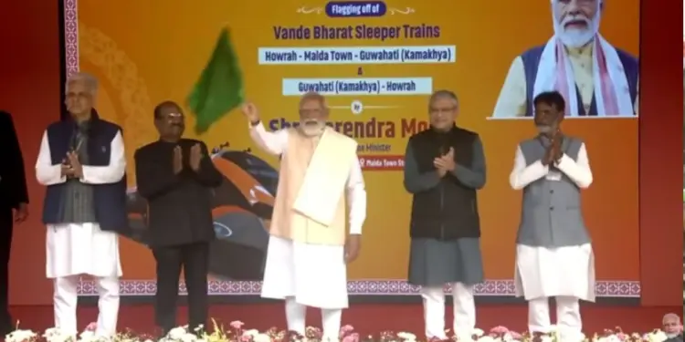 PM Modi Flags Off India’s First Sleeper Vande Bharat Train on Haldia-Guwahati Route, Launches Infrastructure Projects in Malda